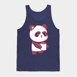 Cute panda drinking coffee Tank Top